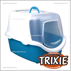 Туалет-домик с дверцей для котов TRIXIE - Vico (Размер:40х40х56см, Цвет: аквамарин/белый)