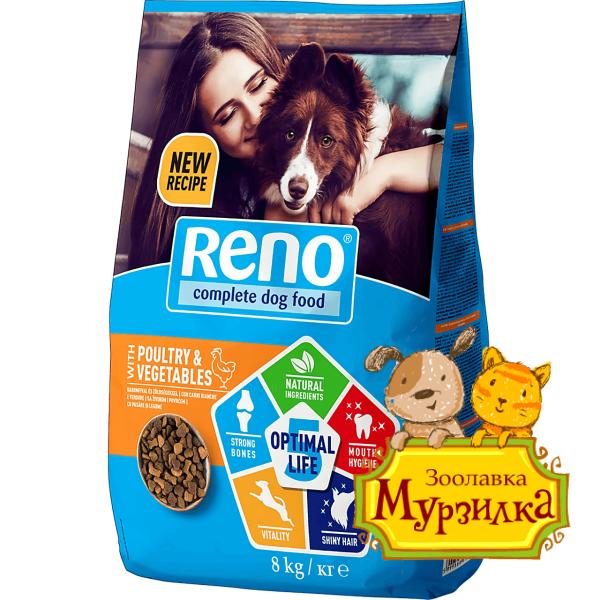 Reno OPTIMAL LIFE 5 Сухой корм для собак Птица и овощи 8кг Reno OPTIMAL LIFE 5 Сухой корм для собак Птица и овощи 8кг