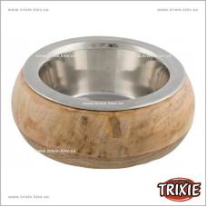Миска в деревянной рамке для  собак TRIXIE (Размер: 0,45л/16см)