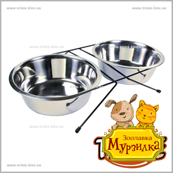 Подставка с мисками  для кошек TRIXIE (Размер: 2 × 2.8 l/ø 24см)