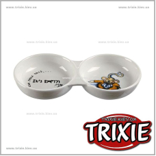 Миска  для кошки TRIXIE - керамическая (двойная с надписью)